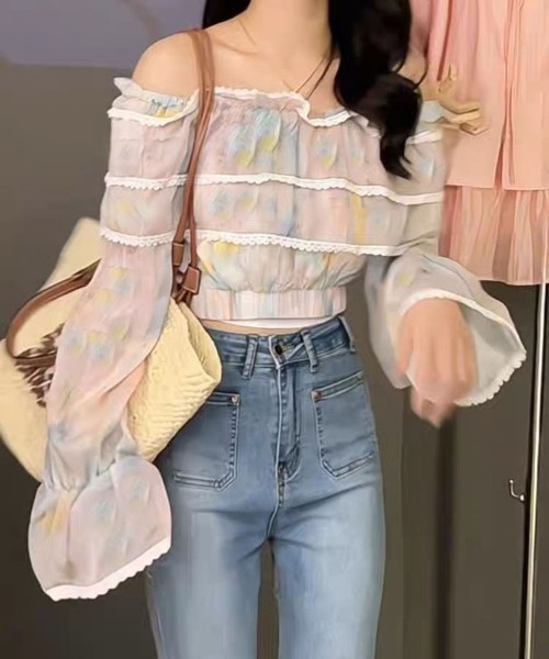 gossip！ロサンゼルス（ゴシップロサンゼルス）の「パレットカラー オフショルロングスリーブトップス（シャツ/ブラウス・レディース・マルチ・FREE）」の4枚目の写真
