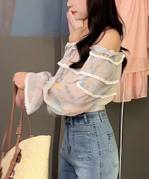 gossip！ロサンゼルス（ゴシップロサンゼルス）の「パレットカラー オフショルロングスリーブトップス（シャツ/ブラウス・レディース・マルチ・FREE）」の6枚目の写真