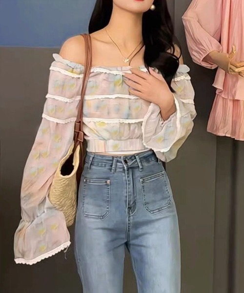 gossip！ロサンゼルス（ゴシップロサンゼルス）の「パレットカラー オフショルロングスリーブトップス（シャツ/ブラウス・レディース・マルチ・FREE）」の7枚目の写真