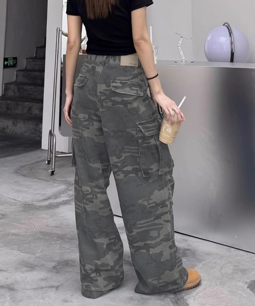 VALABASAS ワイド・ルーズカーゴパンツ VISION STREET WEAR カーゴパンツ ルーズデニムカーゴパンツ