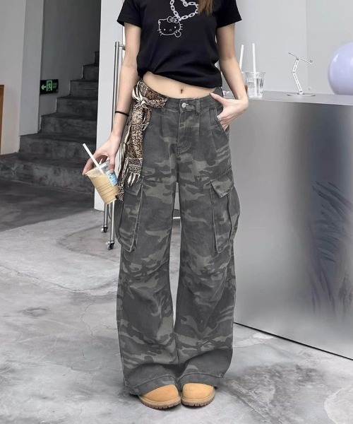90s フェード　Baggy Cargo Pants 迷彩　カーゴ　ワイドパンツ 90s フェード Baggy Cargo Pants 迷彩 カーゴ ワイドパンツ