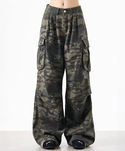 セール】WEGO/迷彩柄ワイドルーズカーゴパンツ（カーゴパンツ）｜WEGO