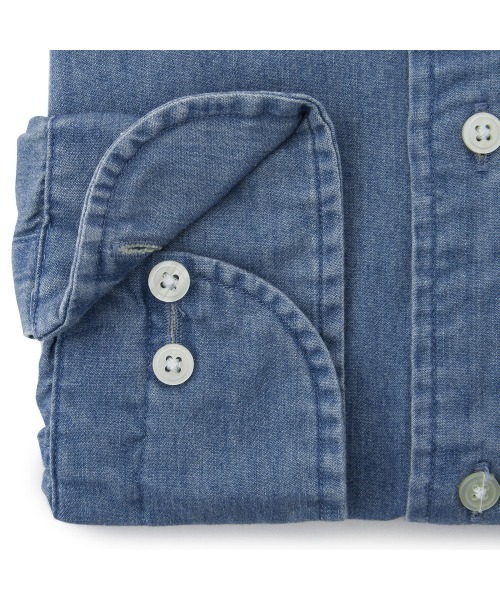 セール】【CLASSICO TAPERED】【長袖】タブカラーワイシャツ/ブルー