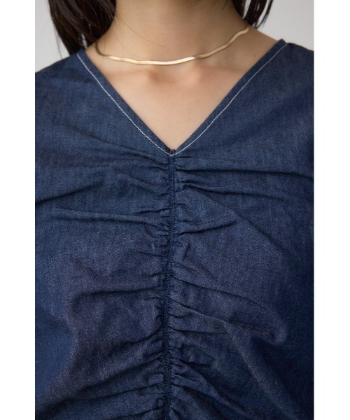 AZUL by moussy（アズールバイマウジー）の「フロントギャザースリーブブラウス（シャツ/ブラウス・レディース・ダークブルー/ブラック・FREE）」の19枚目の写真