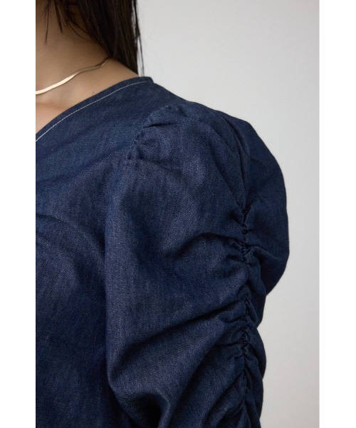 AZUL by moussy（アズールバイマウジー）の「フロントギャザースリーブブラウス（シャツ/ブラウス・レディース・ダークブルー/ブラック・FREE）」の20枚目の写真
