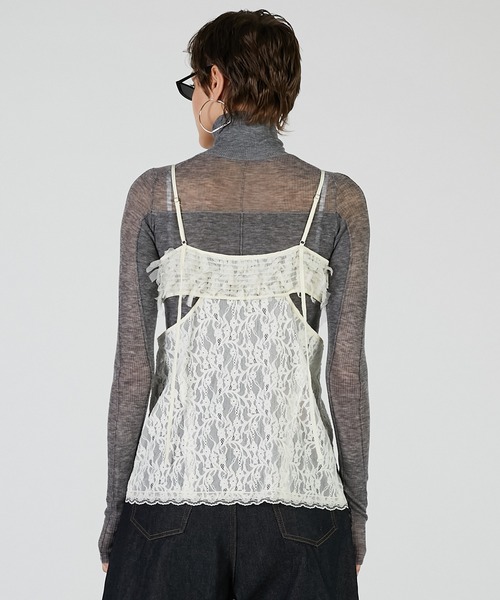 PRANK PROJECT(プランクプロジェクト)の「レースカットアウトキャミトップ / Lace Cut-Out Camisole Top(キャミソール・レディース・ブラック/ホワイト・FREE)」の7枚目の写真
