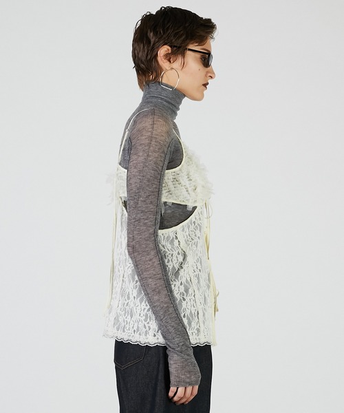 PRANK PROJECT(プランクプロジェクト)の「レースカットアウトキャミトップ / Lace Cut-Out Camisole Top(キャミソール・レディース・ブラック/ホワイト・FREE)」の8枚目の写真