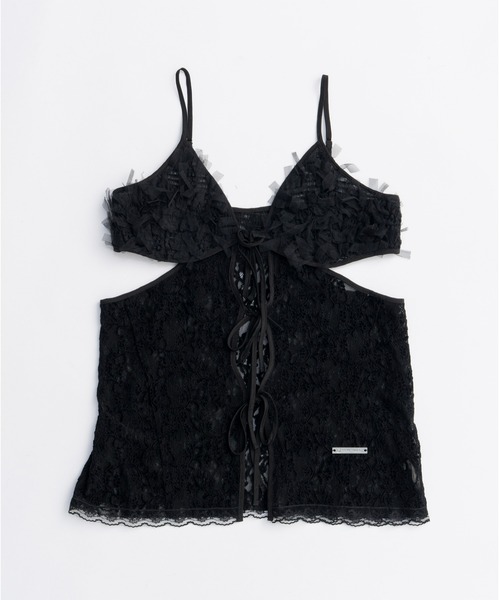 PRANK PROJECT(プランクプロジェクト)の「レースカットアウトキャミトップ / Lace Cut-Out Camisole Top(キャミソール・レディース・ブラック/ホワイト・FREE)」の14枚目の写真