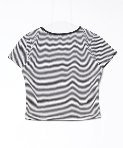 gossip!ロサンゼルス(ゴシップロサンゼルス)の「【Y2Kガーリー】 ボーダー柄クロスリボン配パイピングTシャツ(Tシャツ/カットソー・レディース・ブラック/ピンク・FREE)」の11枚目の写真