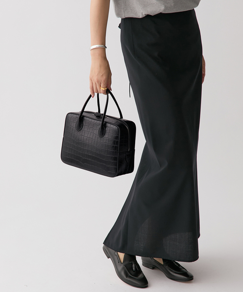 新品未使用！MAISON CANAU クロコボックスボストン MAISON CANAU(メゾン カナウ)｜CROCO BOX-BOSTON(S)/ブラック の