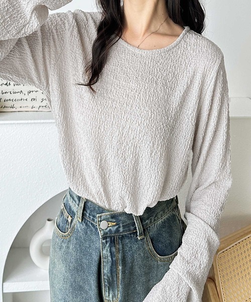 GeeRA(ジーラ)の「デイリー使いにぴったり♪クルーネックフクレジャガードトップス(Tシャツ/カットソー・レディース・ライトグレー/モカ/ブルー/ブラック/アイボリー・SMALL/MEDIUM/LARGE/X-LARGE)」の3枚目の写真