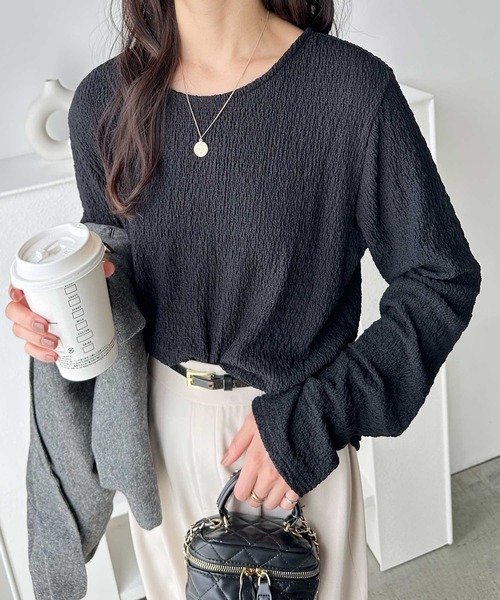 GeeRA(ジーラ)の「デイリー使いにぴったり♪クルーネックフクレジャガードトップス(Tシャツ/カットソー・レディース・ライトグレー/モカ/ブルー/ブラック/アイボリー・SMALL/MEDIUM/LARGE/X-LARGE)」の8枚目の写真