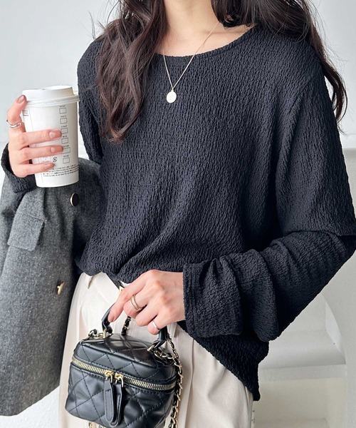 GeeRA(ジーラ)の「デイリー使いにぴったり♪クルーネックフクレジャガードトップス(Tシャツ/カットソー・レディース・ライトグレー/モカ/ブルー/ブラック/アイボリー・SMALL/MEDIUM/LARGE/X-LARGE)」の9枚目の写真