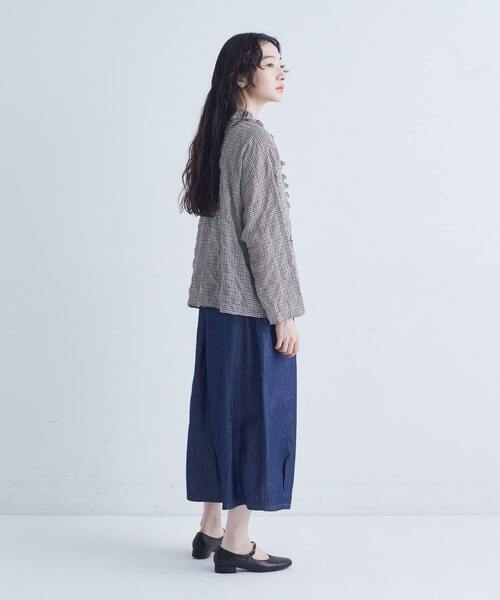 conges payes ADIEU TRISTESSE(コンジェ ペイエ アデュートリステス)の「シャーリングフリルシャツジャケット(シャツ/ブラウス・レディース・ブラウン/チェック・38)」の6枚目の写真