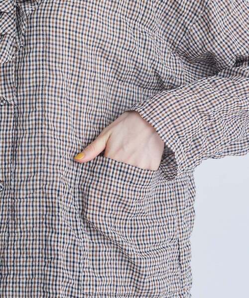 conges payes ADIEU TRISTESSE(コンジェ ペイエ アデュートリステス)の「シャーリングフリルシャツジャケット(シャツ/ブラウス・レディース・ブラウン/チェック・38)」の15枚目の写真