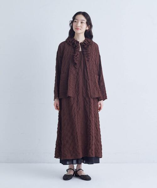 conges payes ADIEU TRISTESSE(コンジェ ペイエ アデュートリステス)の「シャーリングフリルシャツジャケット(シャツ/ブラウス・レディース・ブラウン/チェック・38)」の18枚目の写真