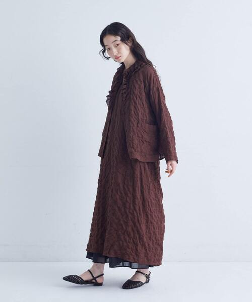 conges payes ADIEU TRISTESSE(コンジェ ペイエ アデュートリステス)の「シャーリングフリルシャツジャケット(シャツ/ブラウス・レディース・ブラウン/チェック・38)」の19枚目の写真