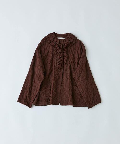 conges payes ADIEU TRISTESSE(コンジェ ペイエ アデュートリステス)の「シャーリングフリルシャツジャケット(シャツ/ブラウス・レディース・ブラウン/チェック・38)」の3枚目の写真