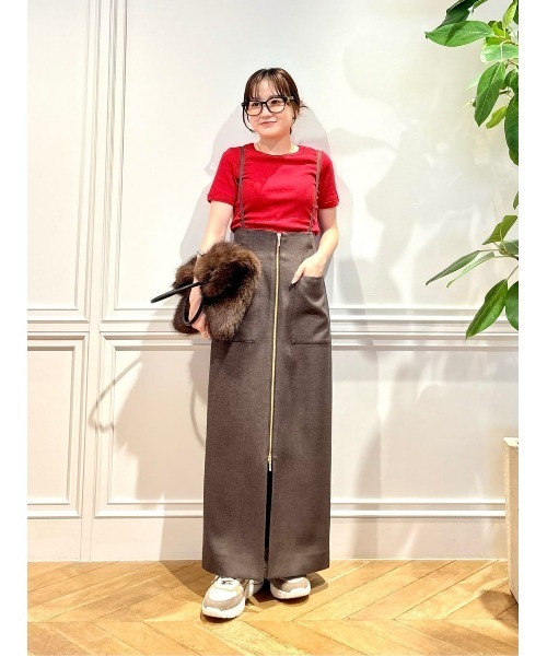 allureville（アルアバイル）の「メランジピンヘッドサススカート（スカート・レディース・オフホワイト/ネイビー/ブラウン/チョコ/キナリ・1/2）」の15枚目の写真