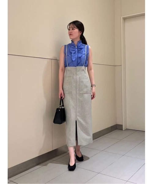 allureville（アルアバイル）の「メランジピンヘッドサススカート（スカート・レディース・オフホワイト/ネイビー/ブラウン/チョコ/キナリ・1/2）」の11枚目の写真