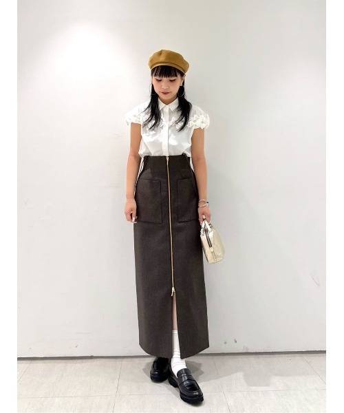 allureville（アルアバイル）の「メランジピンヘッドサススカート（スカート・レディース・オフホワイト/ネイビー/ブラウン/チョコ/キナリ・1/2）」の16枚目の写真