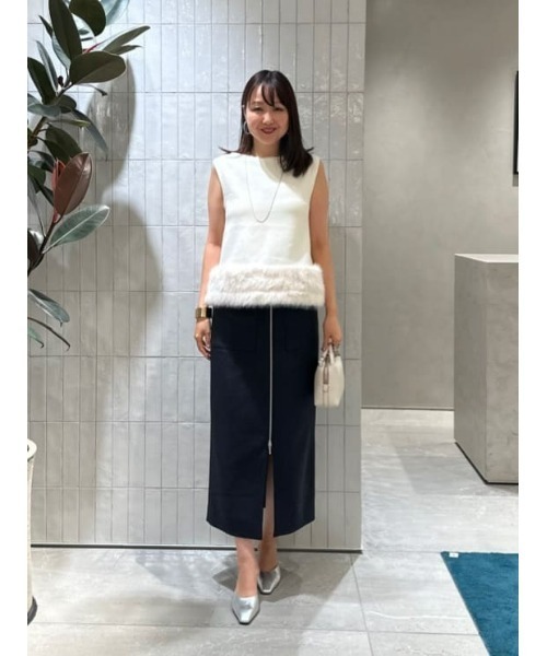 allureville（アルアバイル）の「メランジピンヘッドサススカート（スカート・レディース・オフホワイト/ネイビー/ブラウン/チョコ/キナリ・1/2）」の14枚目の写真