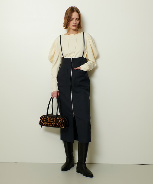 allureville（アルアバイル）の「メランジピンヘッドサススカート（スカート・レディース・オフホワイト/ネイビー/ブラウン/チョコ/キナリ・1/2）」の7枚目の写真