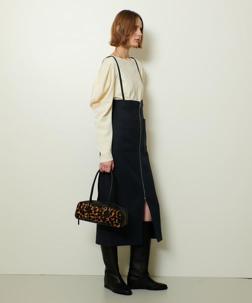 allureville（アルアバイル）の「メランジピンヘッドサススカート（スカート・レディース・オフホワイト/ネイビー/ブラウン/チョコ/キナリ・1/2）」の8枚目の写真