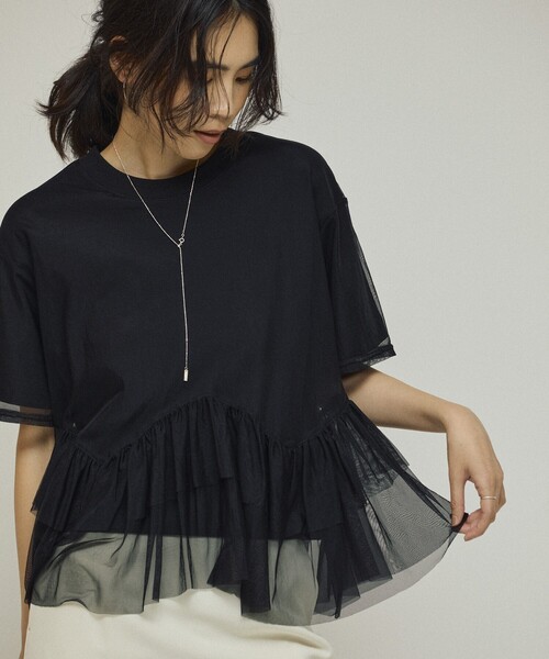 Firsthand(ファーストハンド)の「Firsthand/ファーストハンド オーガニックコットン シアーチュール レイヤードトップス(Tシャツ/カットソー・レディース・ホワイト/ブラック・フリ-)」の2枚目の写真