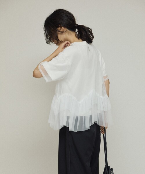 Firsthand(ファーストハンド)の「Firsthand/ファーストハンド オーガニックコットン シアーチュール レイヤードトップス(Tシャツ/カットソー・レディース・ホワイト/ブラック・フリ-)」の10枚目の写真