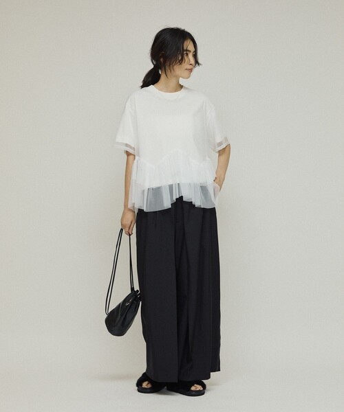 Firsthand(ファーストハンド)の「Firsthand/ファーストハンド オーガニックコットン シアーチュール レイヤードトップス(Tシャツ/カットソー・レディース・ホワイト/ブラック・フリ-)」の13枚目の写真