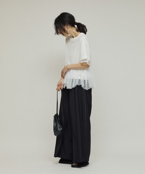 Firsthand(ファーストハンド)の「Firsthand/ファーストハンド オーガニックコットン シアーチュール レイヤードトップス(Tシャツ/カットソー・レディース・ホワイト/ブラック・フリ-)」の7枚目の写真