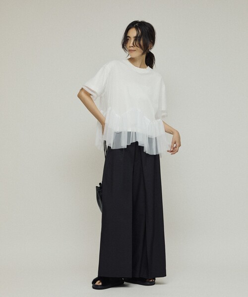 Firsthand(ファーストハンド)の「Firsthand/ファーストハンド オーガニックコットン シアーチュール レイヤードトップス(Tシャツ/カットソー・レディース・ホワイト/ブラック・フリ-)」の8枚目の写真