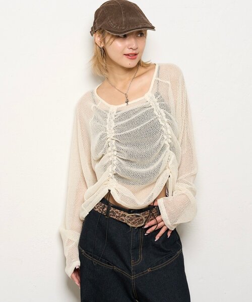 WHO'S WHO gallery(フーズフーギャラリー)の「コードデザインニットソートップス(Tシャツ/カットソー・レディース・アイボリー/ブラック/ブラウン・FREE)」の9枚目の写真