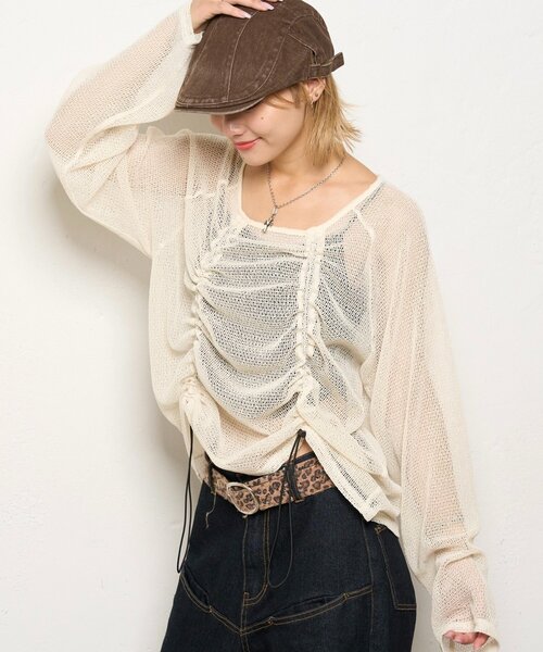 WHO'S WHO gallery(フーズフーギャラリー)の「コードデザインニットソートップス(Tシャツ/カットソー・レディース・アイボリー/ブラック/ブラウン・FREE)」の11枚目の写真