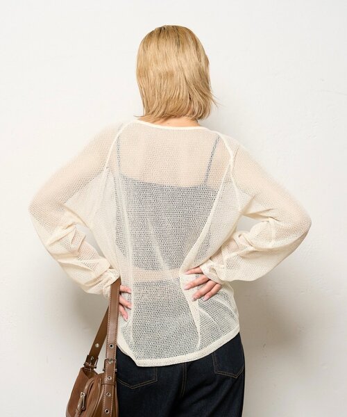 WHO'S WHO gallery(フーズフーギャラリー)の「コードデザインニットソートップス(Tシャツ/カットソー・レディース・アイボリー/ブラック/ブラウン・FREE)」の12枚目の写真