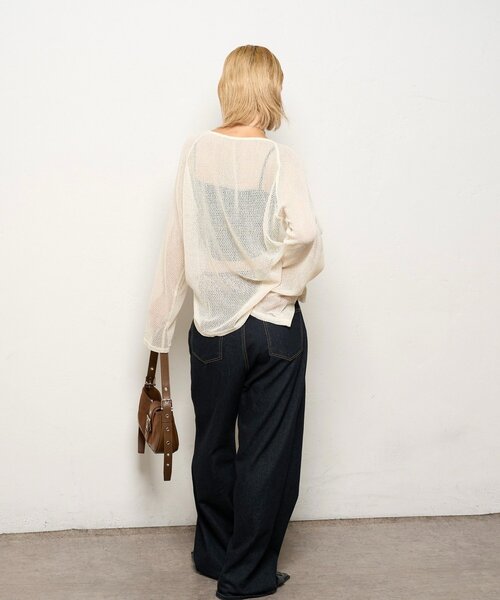 WHO'S WHO gallery(フーズフーギャラリー)の「コードデザインニットソートップス(Tシャツ/カットソー・レディース・アイボリー/ブラック/ブラウン・FREE)」の14枚目の写真