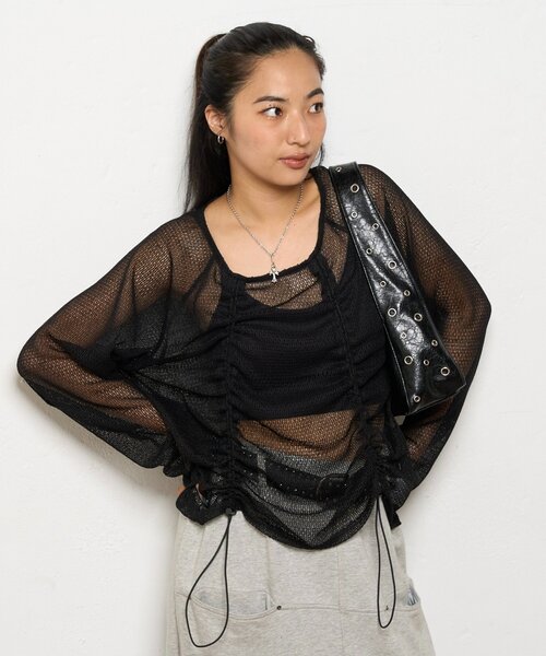 WHO'S WHO gallery(フーズフーギャラリー)の「コードデザインニットソートップス(Tシャツ/カットソー・レディース・アイボリー/ブラック/ブラウン・FREE)」の15枚目の写真