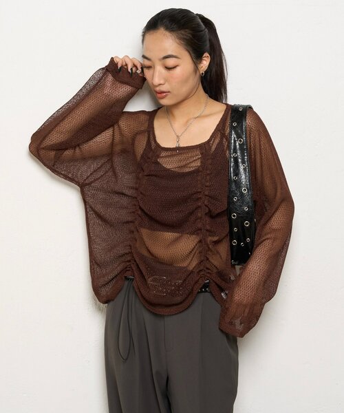 WHO'S WHO gallery(フーズフーギャラリー)の「コードデザインニットソートップス(Tシャツ/カットソー・レディース・アイボリー/ブラック/ブラウン・FREE)」の21枚目の写真