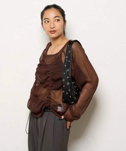 WHO'S WHO gallery(フーズフーギャラリー)の「コードデザインニットソートップス(Tシャツ/カットソー・レディース・アイボリー/ブラック/ブラウン・FREE)」の22枚目の写真