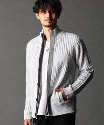 NICOLE CLUB FOR MEN | 編地切替 スタンドニットブルゾン(ニット/セーター)