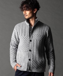 NICOLE CLUB FOR MEN | 編地切替 スタンドニットブルゾン(ニット/セーター)