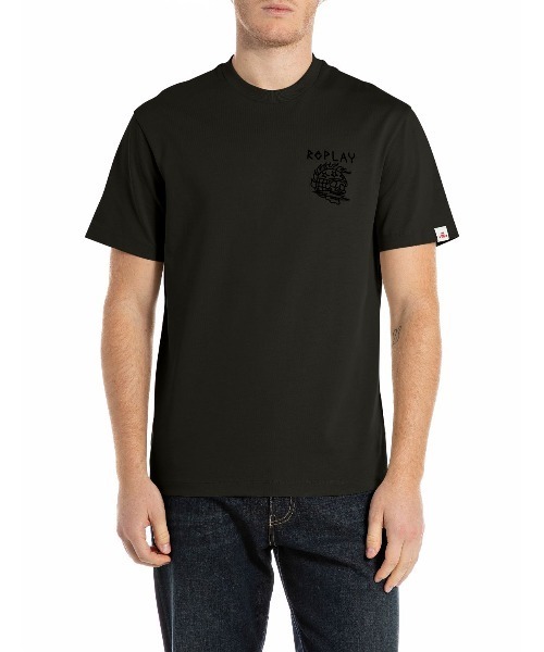 REPLAY(リプレイ)の「リラックスフィット ヘビーコットンジャージーSKULL Tシャツ(Tシャツ/カットソー・メンズ・ベージュ/ブラック・SMALL/MEDIUM/LARGE/X-LARGE)」の1枚目の写真