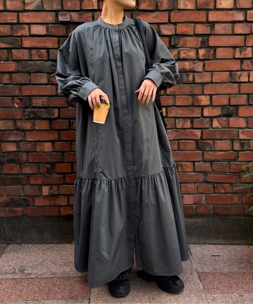 セール】DRAW(ドロー) / スタンドカラー ロングシャツワンピース