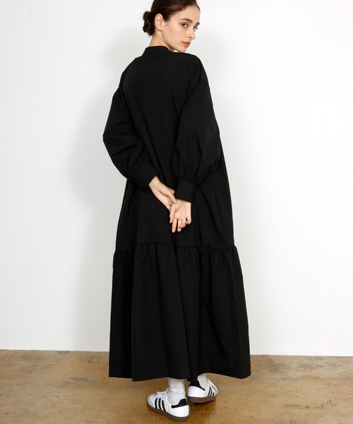 DRAW(ドロー)の「DRAW(ドロー) / スタンドカラー ロングシャツワンピース(シャツワンピース・レディース・ブラック/グレー・MEDIUM/LARGE)」の6枚目の写真
