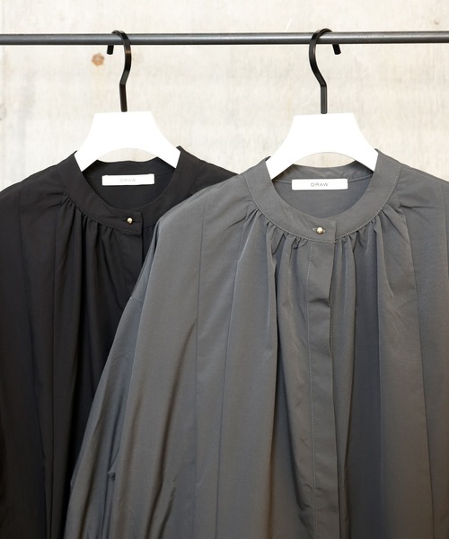 DRAW(ドロー)の「DRAW(ドロー) / スタンドカラー ロングシャツワンピース(シャツワンピース・レディース・ブラック/グレー・MEDIUM/LARGE)」の8枚目の写真