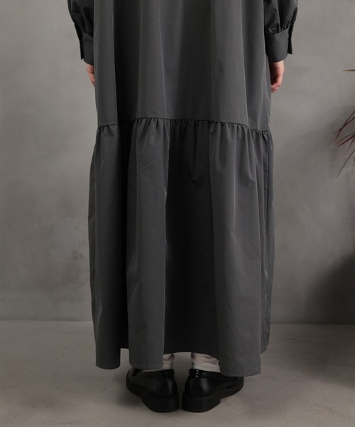 DRAW(ドロー)の「DRAW(ドロー) / スタンドカラー ロングシャツワンピース(シャツワンピース・レディース・ブラック/グレー・MEDIUM/LARGE)」の15枚目の写真