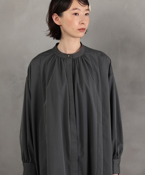 DRAW(ドロー)の「DRAW(ドロー) / スタンドカラー ロングシャツワンピース(シャツワンピース・レディース・ブラック/グレー・MEDIUM/LARGE)」の18枚目の写真