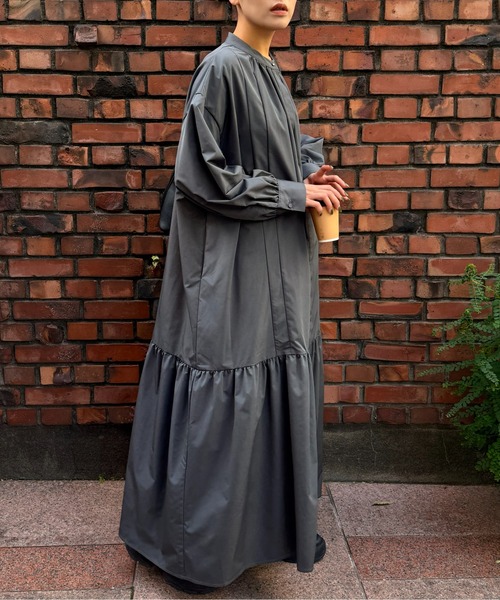 DRAW(ドロー)の「DRAW(ドロー) / スタンドカラー ロングシャツワンピース(シャツワンピース・レディース・ブラック/グレー・MEDIUM/LARGE)」の10枚目の写真