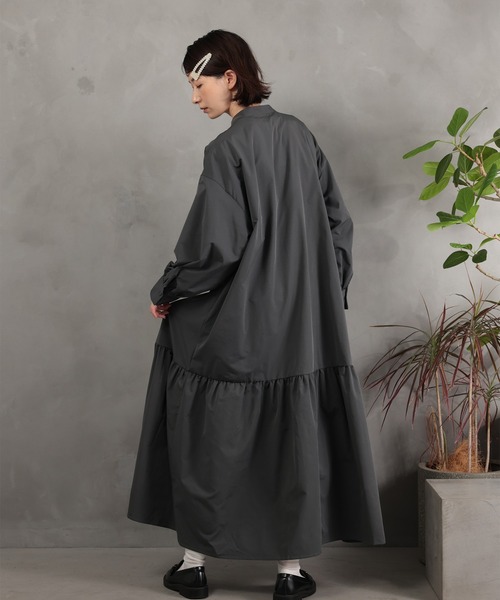 DRAW(ドロー)の「DRAW(ドロー) / スタンドカラー ロングシャツワンピース(シャツワンピース・レディース・ブラック/グレー・MEDIUM/LARGE)」の12枚目の写真